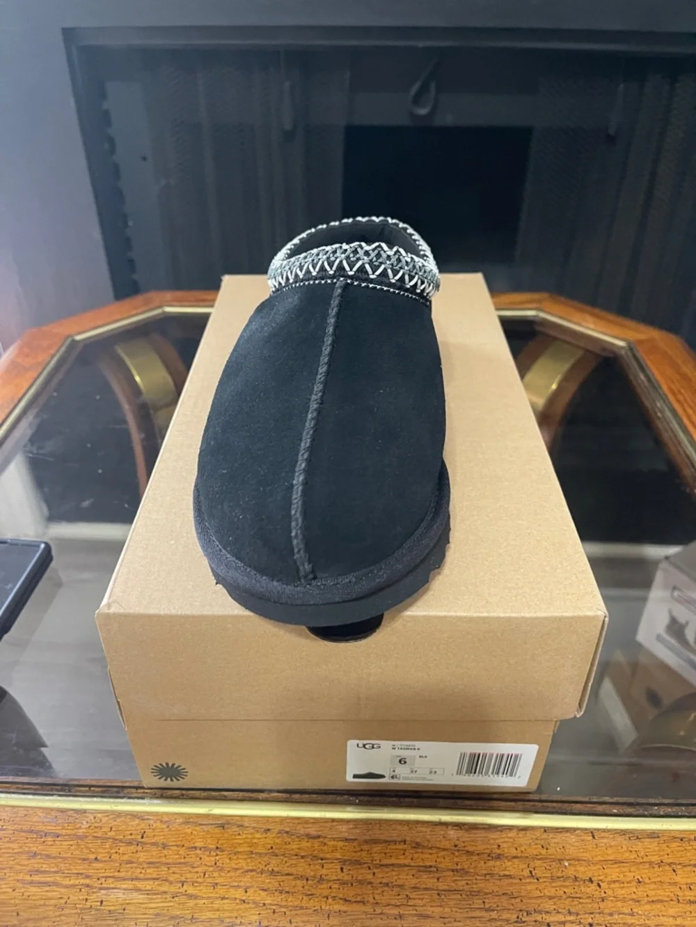 UGG Black Suede Braided-Trim Slip-On Clog - Picture 4 of 8